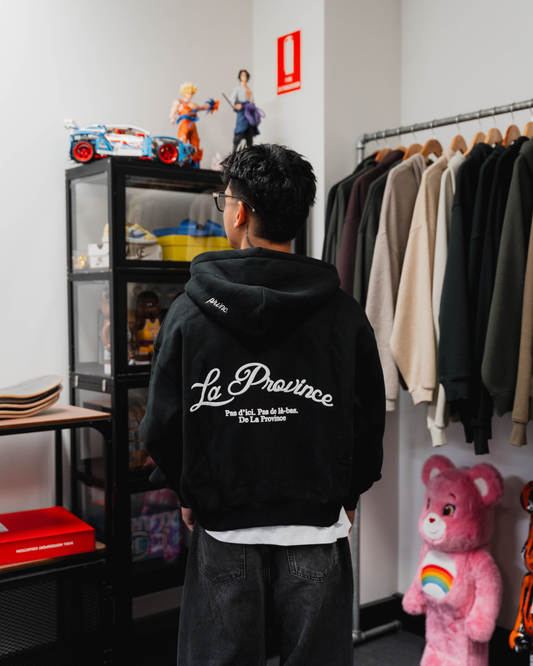 PRVNC Cropped Zip Up Hoodie 370gsm - Black