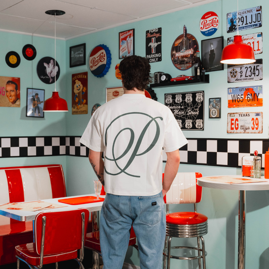 Forest Green Cursive Cropped T-Shirt 275gsm - White