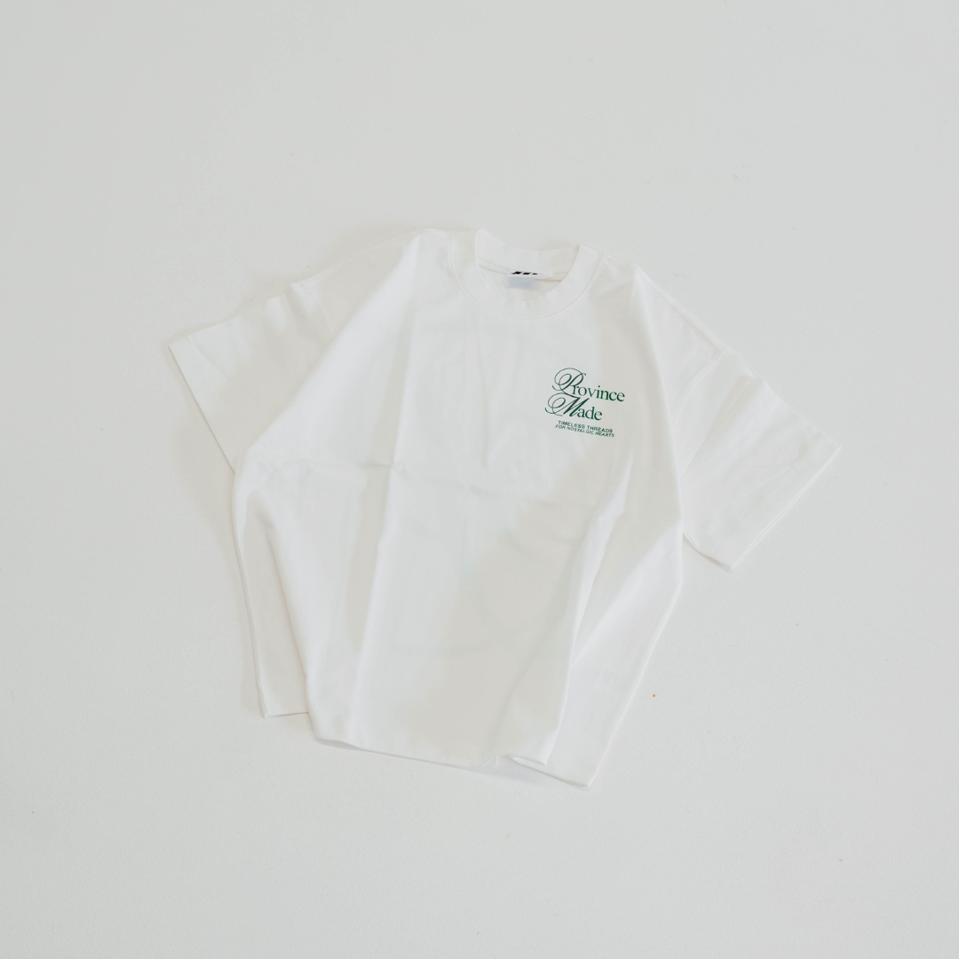 Forest Green Cursive Cropped T-Shirt 275gsm - White