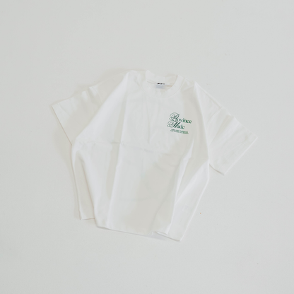 Forest Green Cursive Cropped T-Shirt 275gsm - White