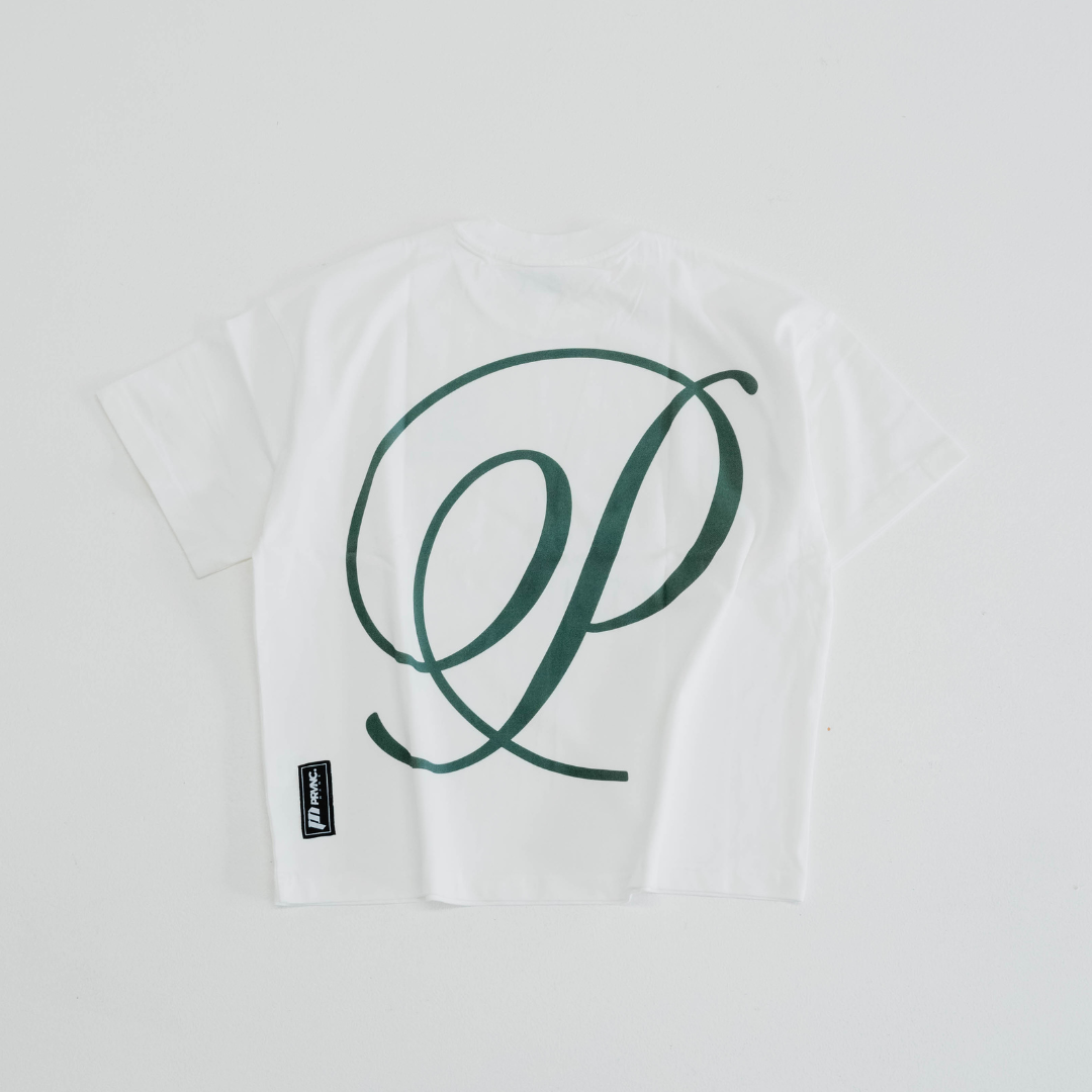 Forest Green Cursive Cropped T-Shirt 275gsm - White