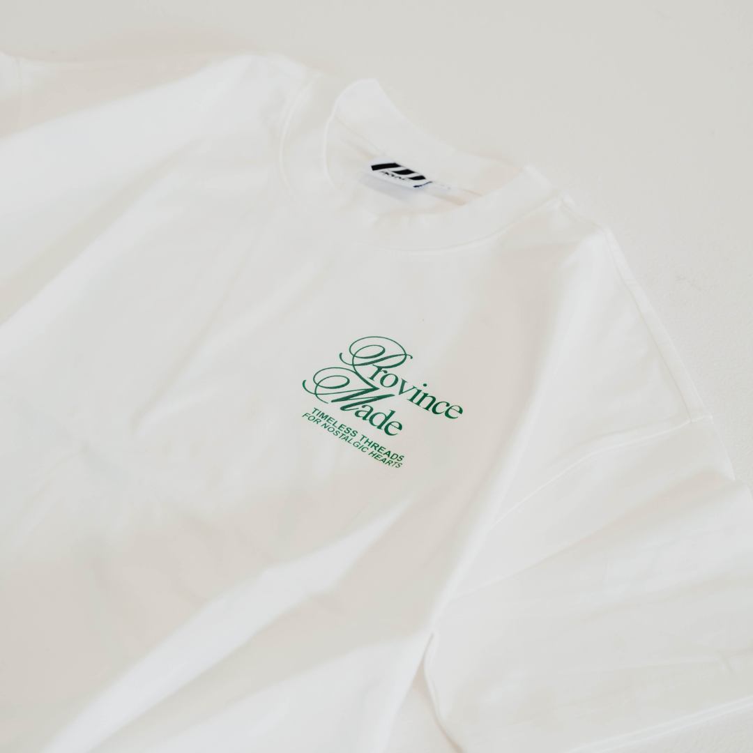 Forest Green Cursive Cropped T-Shirt 275gsm - White