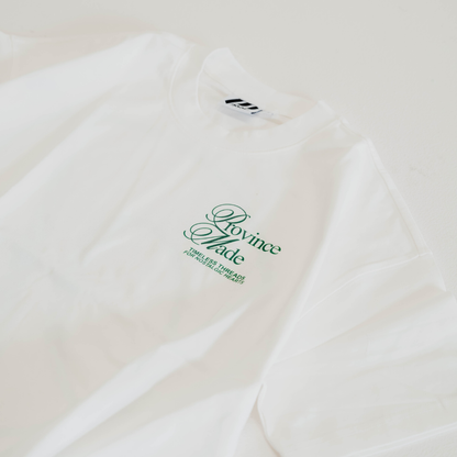 Forest Green Cursive Cropped T-Shirt 275gsm - White