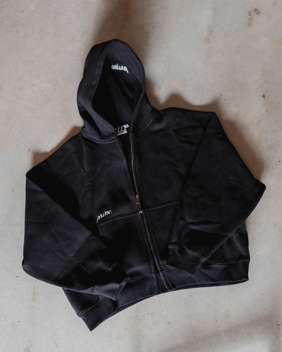 PRVNC Cropped Zip Up Hoodie 370gsm - Black
