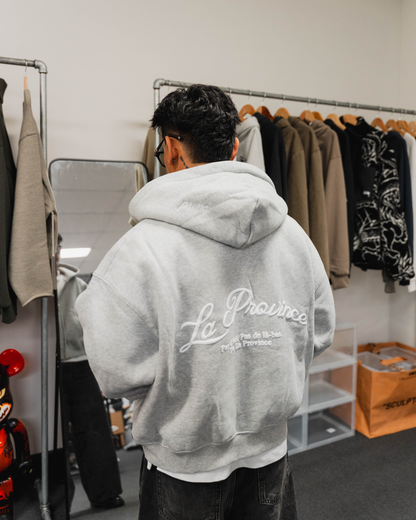 PRVNC Cropped Zip Up Hoodie 370gsm - Grey